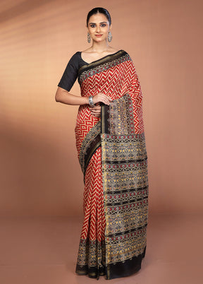 Multicolor Chanderi Silk Saree With Blouse Piece