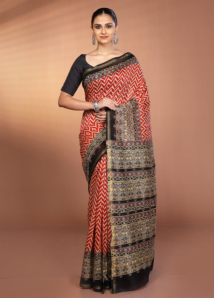 Multicolor Chanderi Silk Saree With Blouse Piece