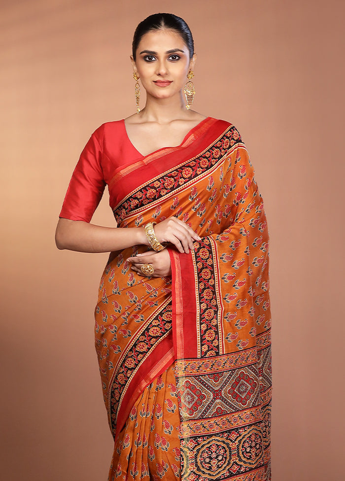 Yellow Chanderi Silk Saree With Blouse Piece
