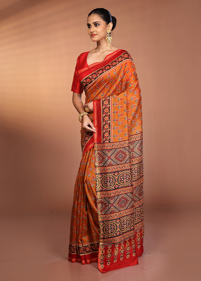 Yellow Chanderi Silk Saree With Blouse Piece