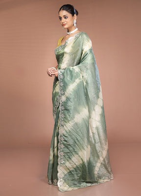Green Tissue Silk Saree With Blouse Piece
