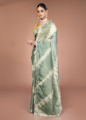 Green Tissue Silk Saree With Blouse Piece