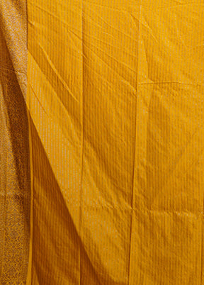 Yellow Dupion Silk Saree With Blouse Piece
