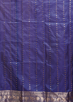 Blue Handloom Katan Pure Silk Saree With Blouse Piece