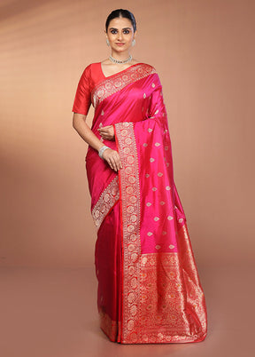 Purple Handloom Katan Pure Silk Saree With Blouse Piece