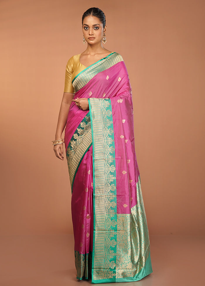 Purple Handloom Katan Pure Silk Saree With Blouse Piece