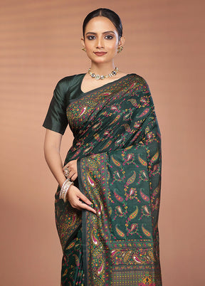 Green Dupion Silk Saree With Blouse Piece