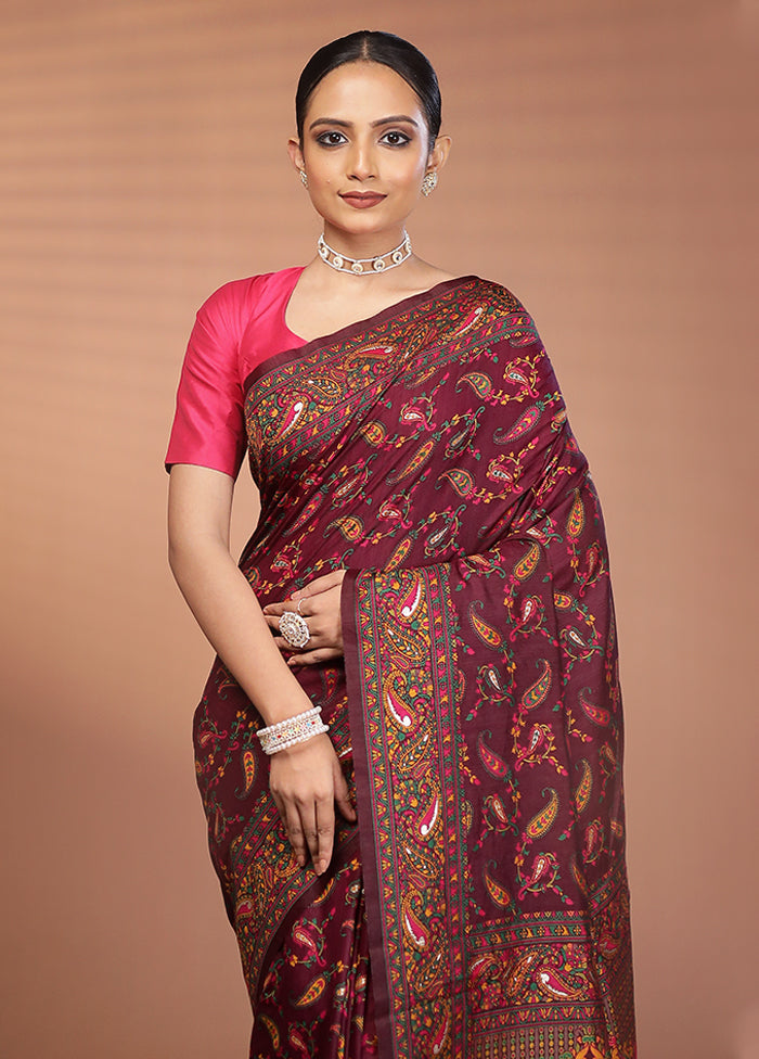Purple Dupion Silk Saree With Blouse Piece
