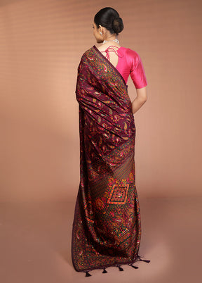 Purple Dupion Silk Saree With Blouse Piece