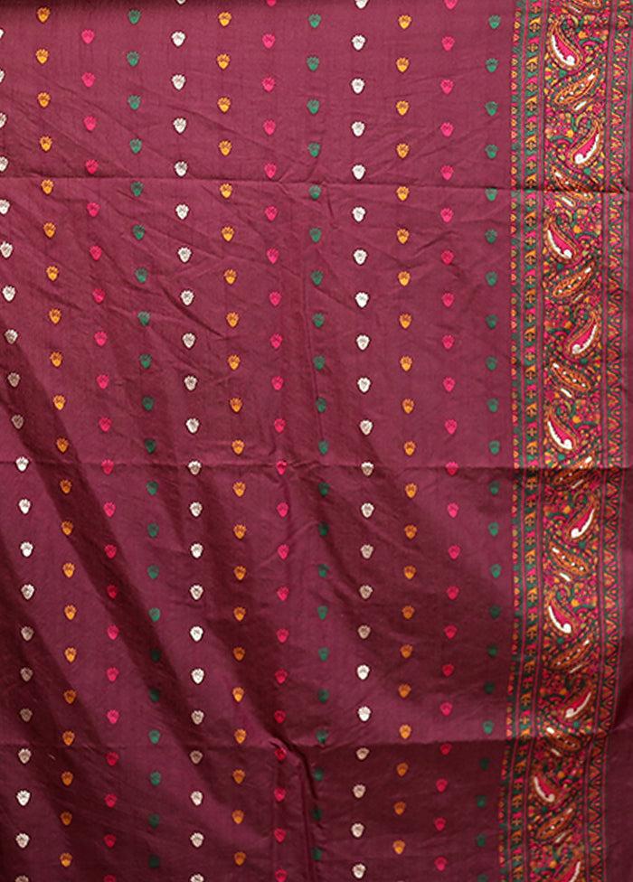 Purple Dupion Silk Saree With Blouse Piece