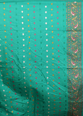 Green Dupion Silk Saree With Blouse Piece