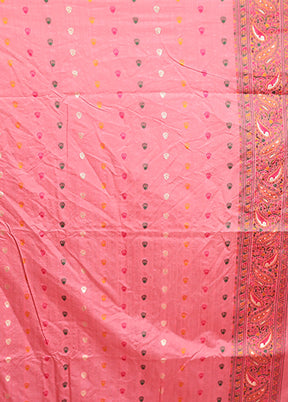 Pink Dupion Silk Saree With Blouse Piece