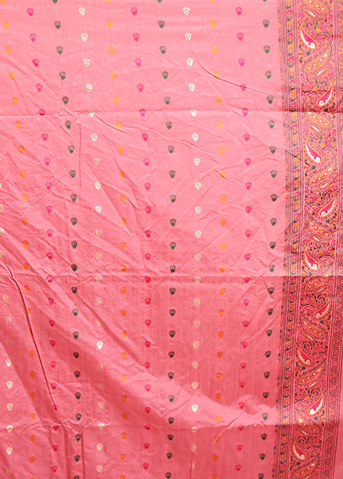 Pink Dupion Silk Saree With Blouse Piece