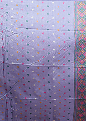 Blue Dupion Silk Saree With Blouse Piece