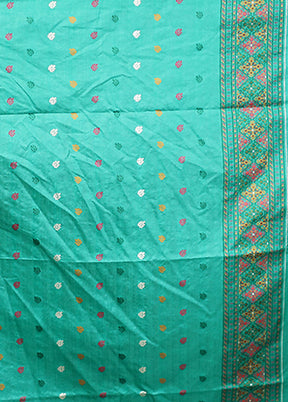 Green Dupion Silk Saree With Blouse Piece