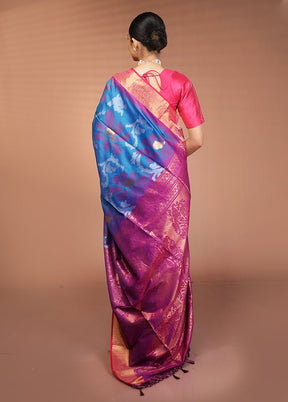 Multicolor Dupion Silk Saree With Blouse Piece