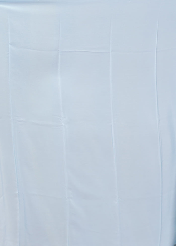 Blue Handloom Chiffon Pure Silk Saree With Blouse Piece