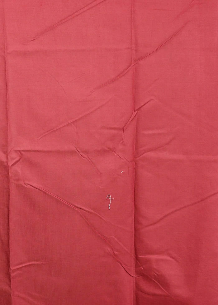 Maroon Pure Cotton Saree With Blouse Piece