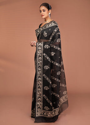 Black Pure Cotton Saree With Blouse Piece