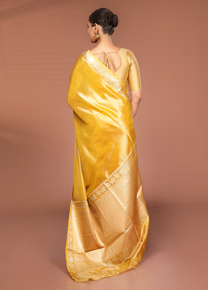 Yellow Tissue Silk Saree With Blouse Piece