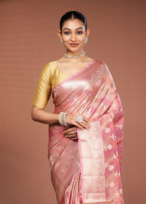 Pink Tissue Silk Saree With Blouse Piece