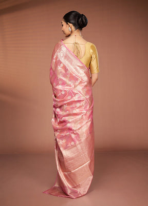 Pink Tissue Silk Saree With Blouse Piece
