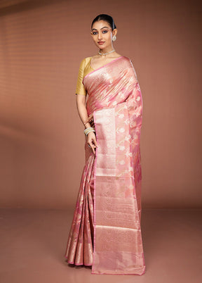 Pink Tissue Silk Saree With Blouse Piece