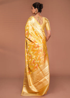 Yellow Tissue Silk Saree With Blouse Piece