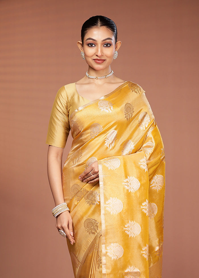 Yellow Tissue Silk Saree With Blouse Piece