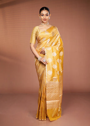 Yellow Tissue Silk Saree With Blouse Piece