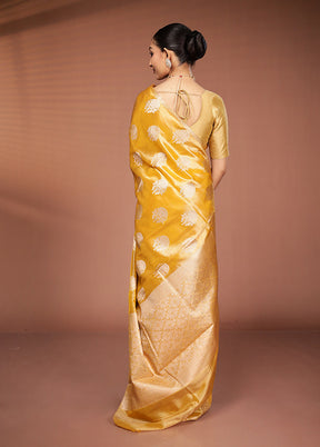 Yellow Tissue Silk Saree With Blouse Piece