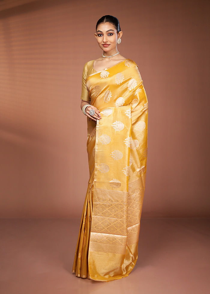Yellow Tissue Silk Saree With Blouse Piece
