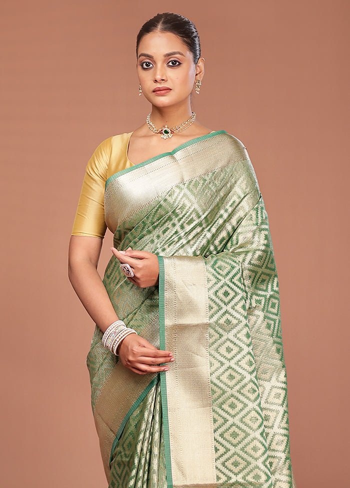 Green Tissue Silk Saree With Blouse Piece