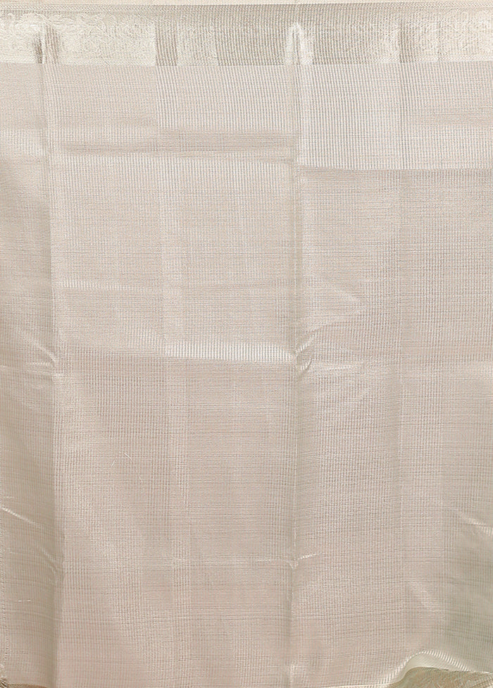 Cream Cotton Saree With Blouse Piece