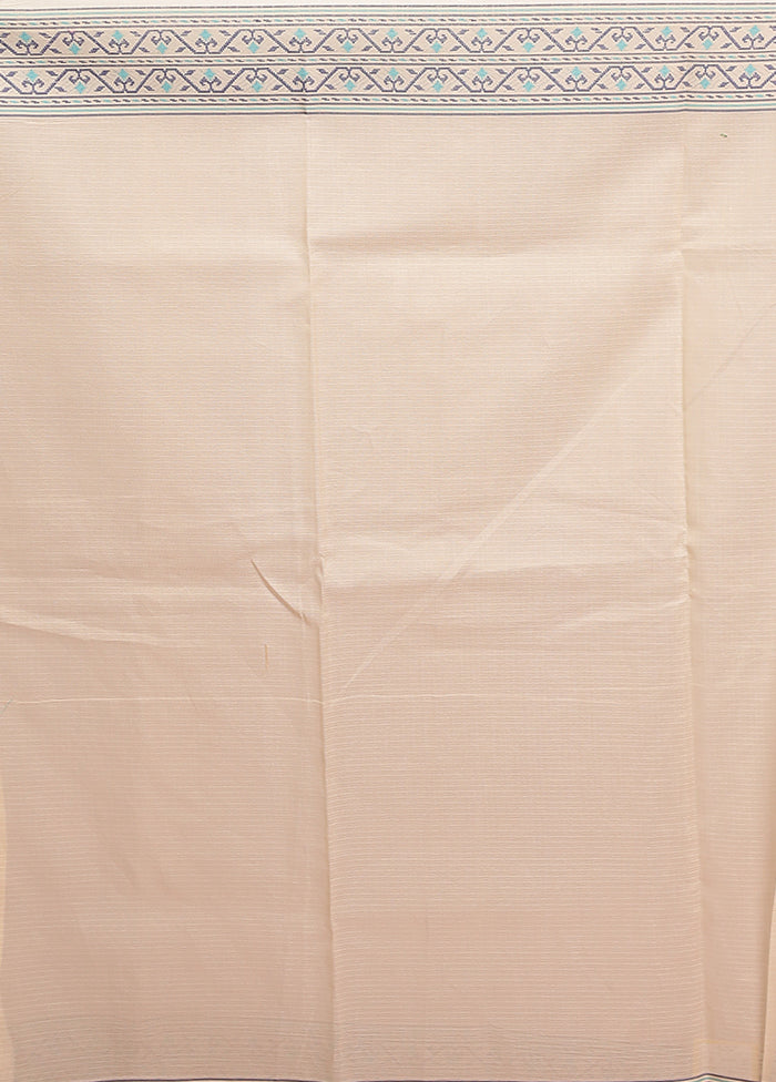 Cream Cotton Saree With Blouse Piece