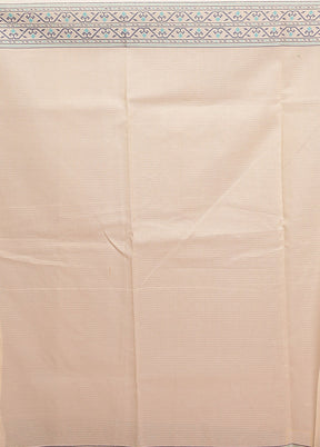 Cream Cotton Saree With Blouse Piece