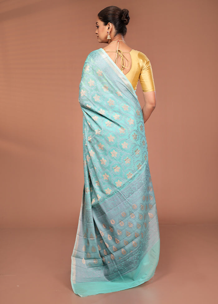 Green Kora Silk Saree With Blouse Piece