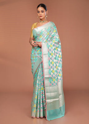 Green Kora Silk Saree With Blouse Piece