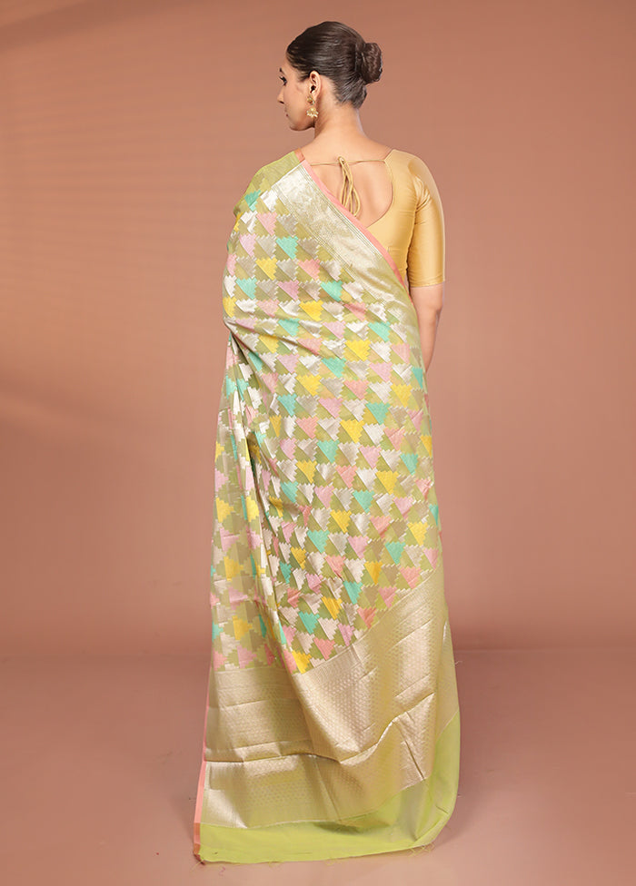 Green Kora Silk Saree With Blouse Piece