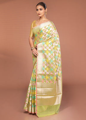 Green Kora Silk Saree With Blouse Piece