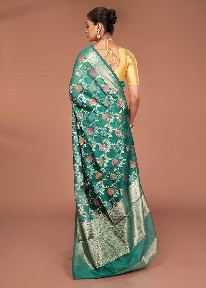 Green Kora Silk Saree With Blouse Piece