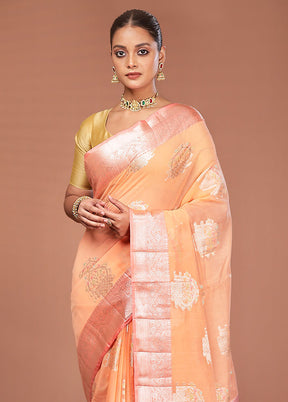 Pink Kora Silk Saree With Blouse Piece