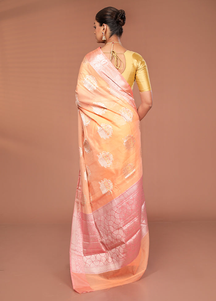 Pink Kora Silk Saree With Blouse Piece