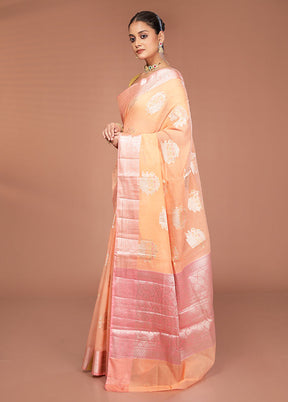 Pink Kora Silk Saree With Blouse Piece