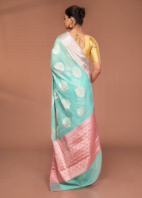 Green Kora Silk Saree With Blouse Piece
