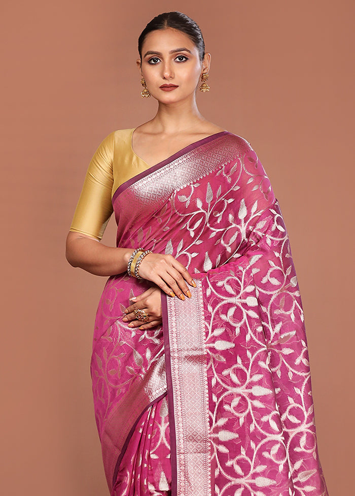 Purple Kora Silk Saree With Blouse Piece