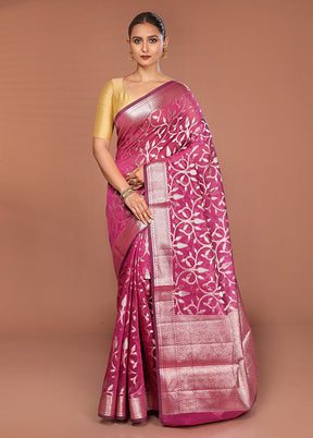 Purple Kora Silk Saree With Blouse Piece
