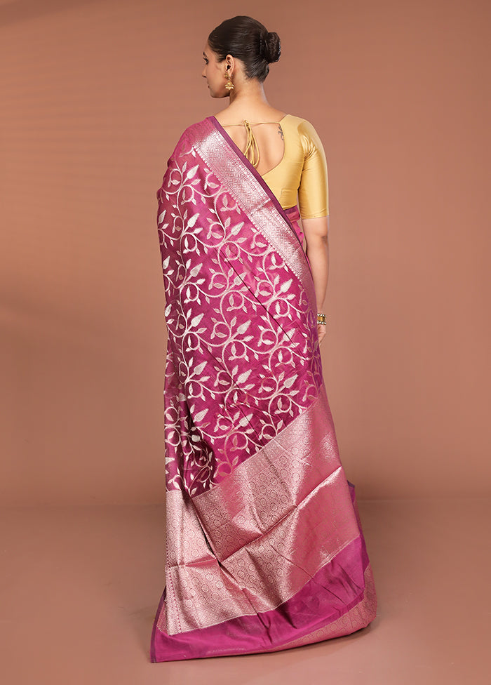 Purple Kora Silk Saree With Blouse Piece