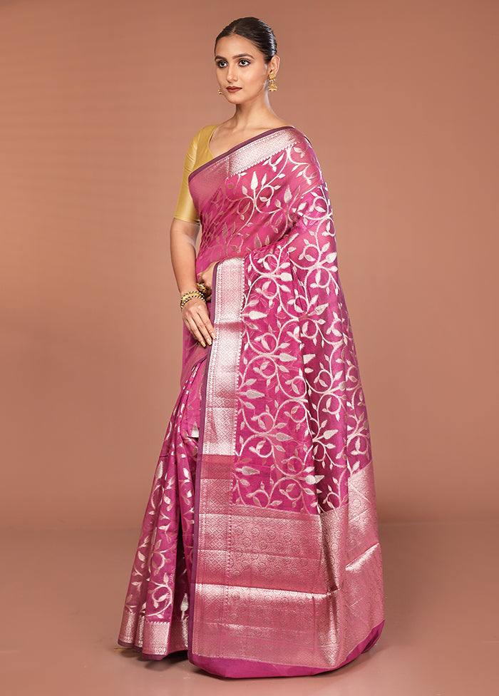 Purple Kora Silk Saree With Blouse Piece