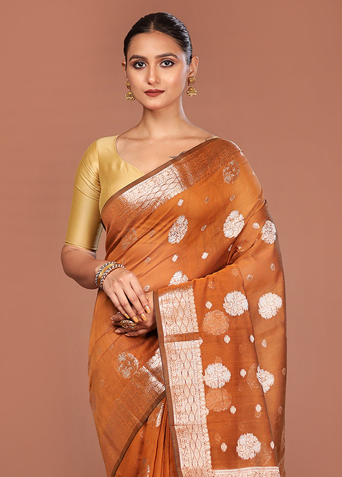 Yellow Kora Silk Saree With Blouse Piece
